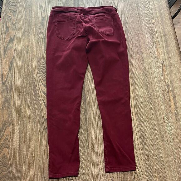 Maurices Womens Straight Leg Pants High Rise Cotton Blend Stretch Burgundy Sz L - Picture 7 of 9
